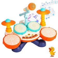 Toddler Drum Set for Toddlers 1-3, Upgraded Baby Drum Set with Microphone, Ad...