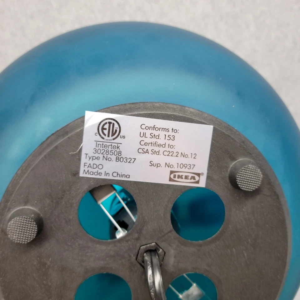 Lámpara de mesa redonda de fado azul verdoso Ikea vintage de los años 90 lámpara orbe descontinuada Foto 4 de 4