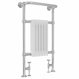 Victorian Style Radiator Chrome & White 5 Column Floor Mounted Towel Warmer