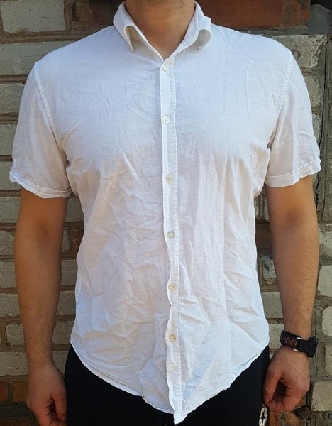 Men Hugo Boss Shirt White Cotton Linen 40 /L / 48