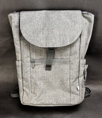 Made By Design Adult Unisex Drawstring Top Pocket Flat Backpack 17  Gray