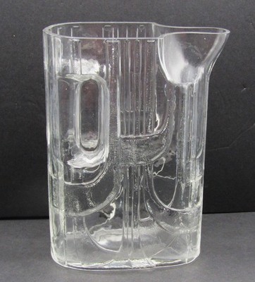 VTG. MCM C.J. RIEDEL SIGNED CRYSTAL GLASS GEOMETRIC PITCHER (1960s) 9.5'' tall