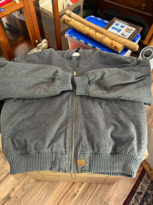 Smith's Workwear Men's Gray Jacket, Full Zip Lined, Solid, Pockets, Logo