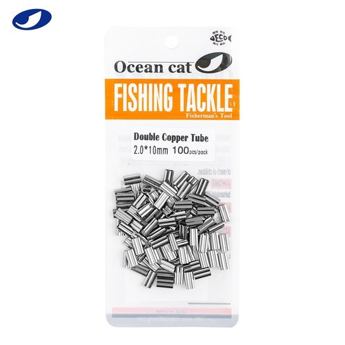 OCEAN CAT Double Barrel Copper Crimp Sleeves Leader Crimps Connector Tackle  - Picture 4 of 4