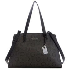 NEW Guess Women's Elisa Logo Print Satchel Crossbody Bag Handbag Purse - Black