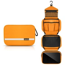 Waterproof Toiletry Bag with Hanging Hook Travel Makeup Organizer Orange