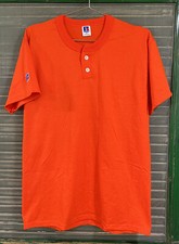 vintage Russell Athletic Adult Size M Orange Henley T-Shirt Blank NWOT