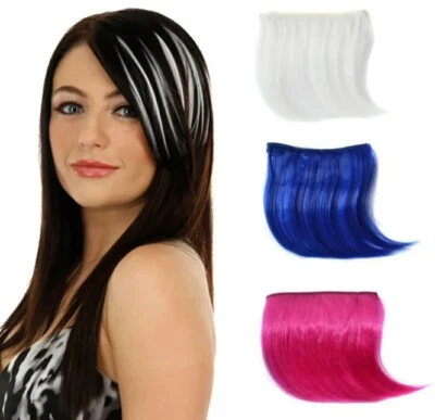 CLIP IN FRINGE Human Hair Synthetic Bang Front Topper Side Fringe Rainbow