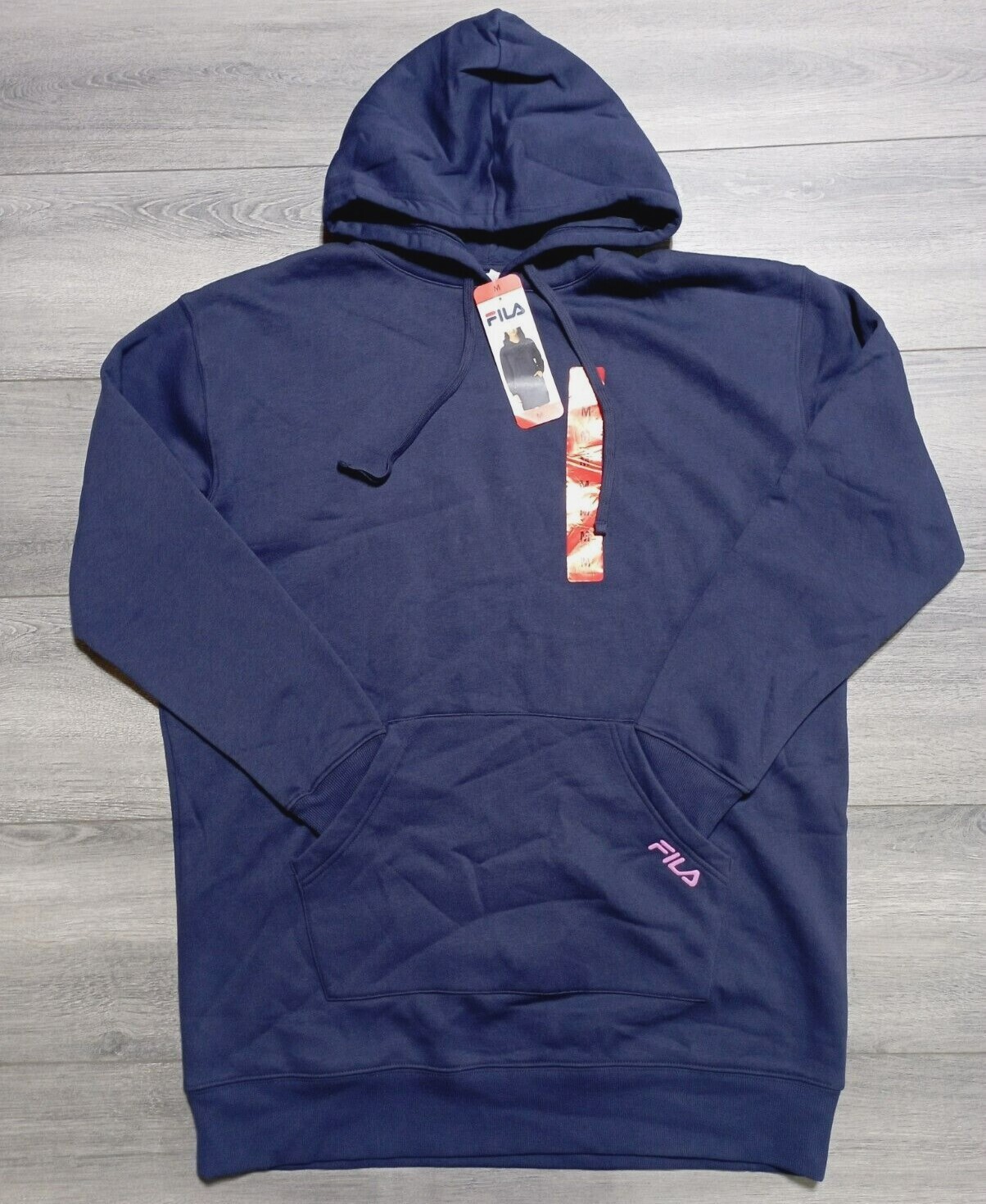 Abito FILA donna blu navy medio manica lunga cappuccio tasca canguro