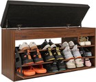 Shoe Cabinet 3 Tier Flip Drawers Shoe Bench w/ Seat Cushion for Entryway Hallway - Picture 3 of 7