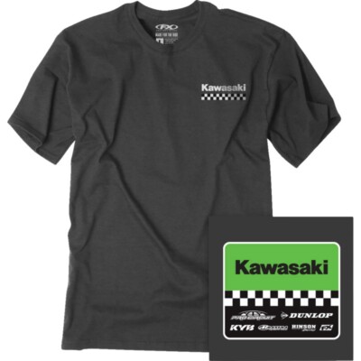 Factory Effex Kawasaki Starting Line T-Shirts 2XL Heather Charcoal 27-87108