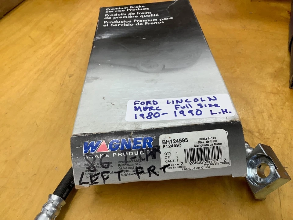 1980-1990 FORD, LINCOLN, MANGUEIRA DE FREIO DIANTEIRA ESQUERDA MERCURY; NORS WAGNER BH124593 - Imagem 2 de 2
