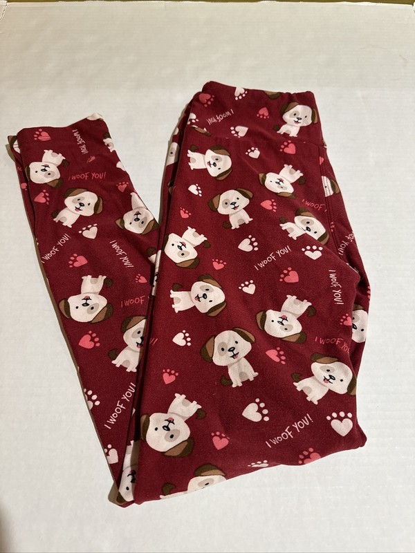 Lularoe Tween Valentines Dog Leggings 