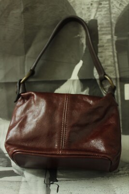 NOA Genuine Leather Handbag Underarm Bag Purse Made In Italy Burgundy