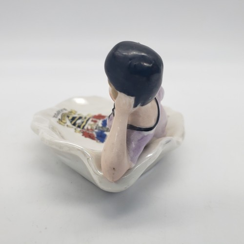 Art Deco German Style Art Nouveau Style Beauty Figurine on Shell Trinket Dish - Picture 7 of 17