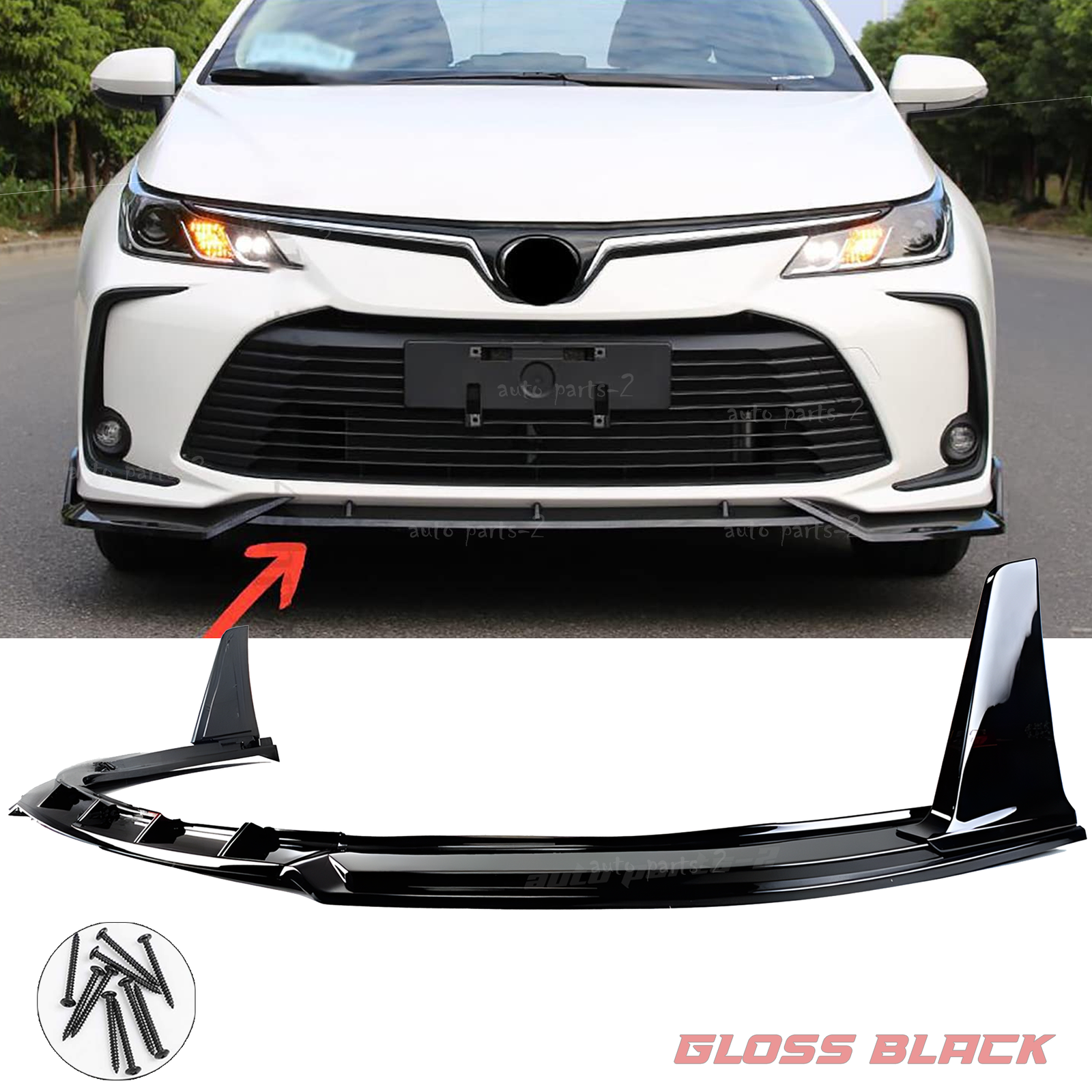 Gloss Black Front Bumper Lip Splitter Spoiler 5pc For Toyota Camry SE/XSE 18-23