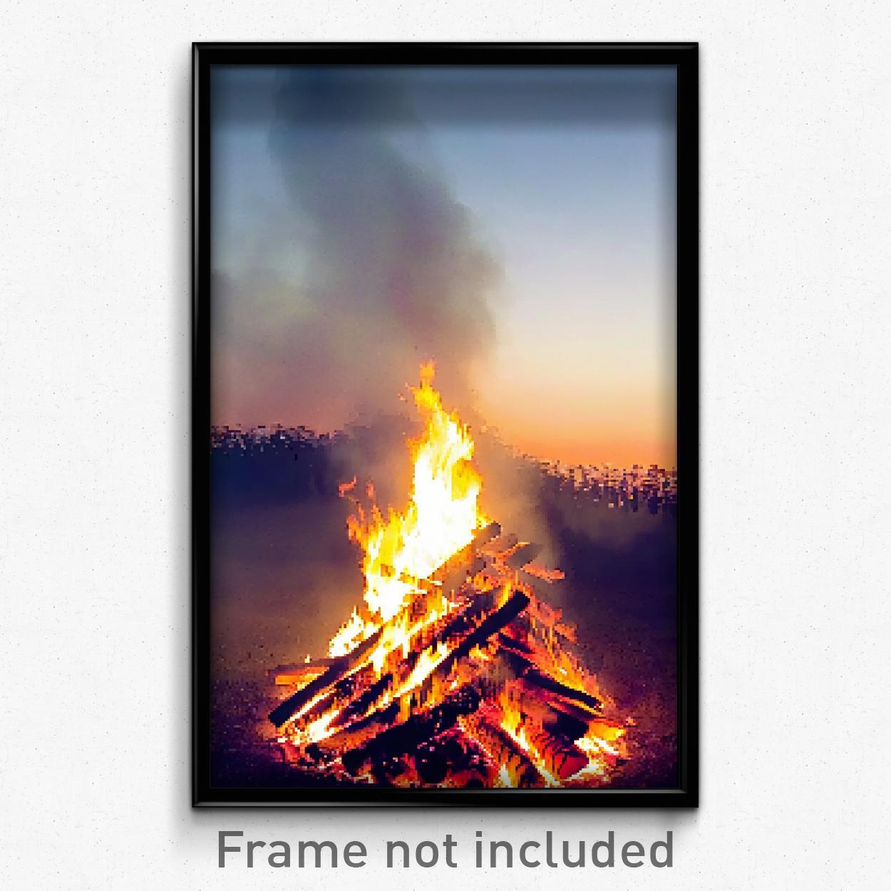 Pixel Art Poster - Smoggy Bonfire (8 Bit Psychedelic Trippy Video Game Print)