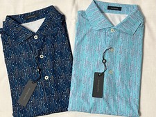 NWT Turtleson Max Performance Golf Polo Shirt Mens Medium MSRP 115 Club Pattern