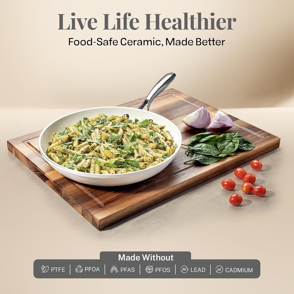 12 Pc Ceramic Pots and Pans Set Non Stick Cookware Set, Kitchen