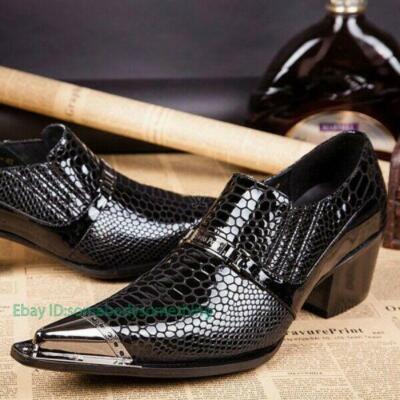 Mens Metal Pointed Metal Toe Patent Leather Dress Formal  display picture 1