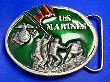 USMC United States Marine Corps Flag Raising The Few The Proud Belt Buckle