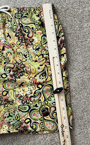 Southern Proper Swim Stuff M Swim Trunks Chartreuse Green Yellow Paisley 4” Inse - Picture 13 of 14