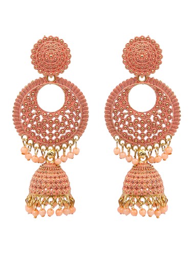 Indian Gold Plated Wedding Party Wear Women Long Green Jhumka Jhumki Earrings - Picture 15 of 33