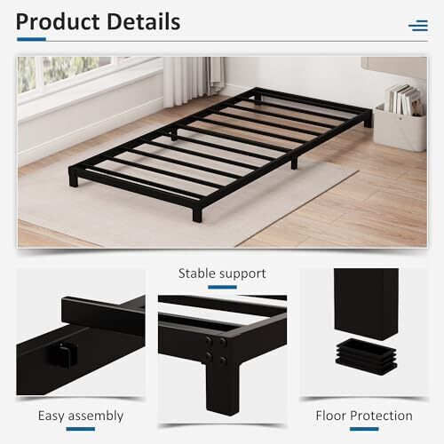 Low Bed Frames Heavy Duty Metal Platform, No Box Spring Needed, Twin 5 Inch - Picture 4 of 7