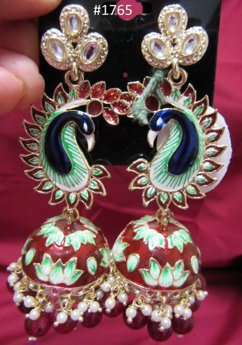 Earrings 305 Ear4 Indian Designer Jhumka Earrings Golden Pearl Beads Shieno - Picture 55 of 55