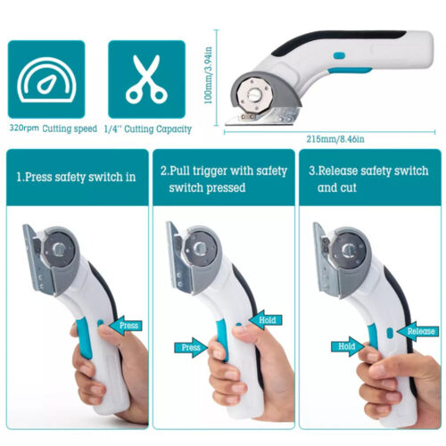 Electric Fabric Scissors Cutter USB for Crafts Sewing Cardboard Cordless Power - Picture 3 of 21