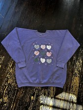 Vtg Country At Heart Sweatshirt Hearts XL Purple Fruit Of The Loom USA Made
