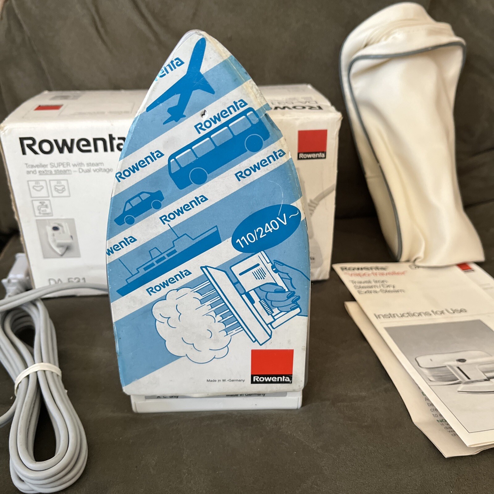 Vintage Rowenta Vapo-Traveler Fold Away Easy Storage Travel Iron DA-531 Tested