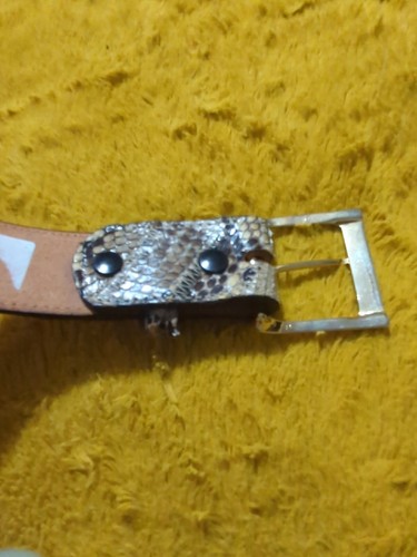 Cintura in pelle di serpente Acme Python da uomo taglia 30 esotica pelle patchwork marrone western USA - Foto 9 di 9