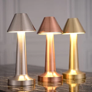 Portable LED Table Lamps Rechargeable Battery Metal Cordless Touch 3Colors Light