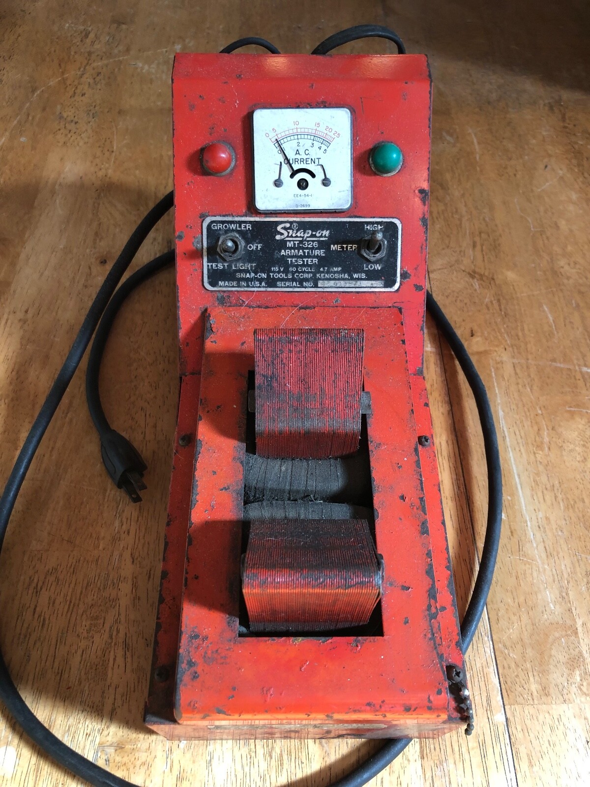 Vintage Snap On Armature Growler Tester Model MT326 TESTED GOOD eBay