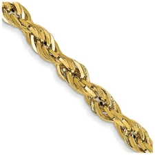 Real 10kt Yellow Gold 2.8mm Semi-Solid Rope Chain; 24 inch; Lobster Clasp