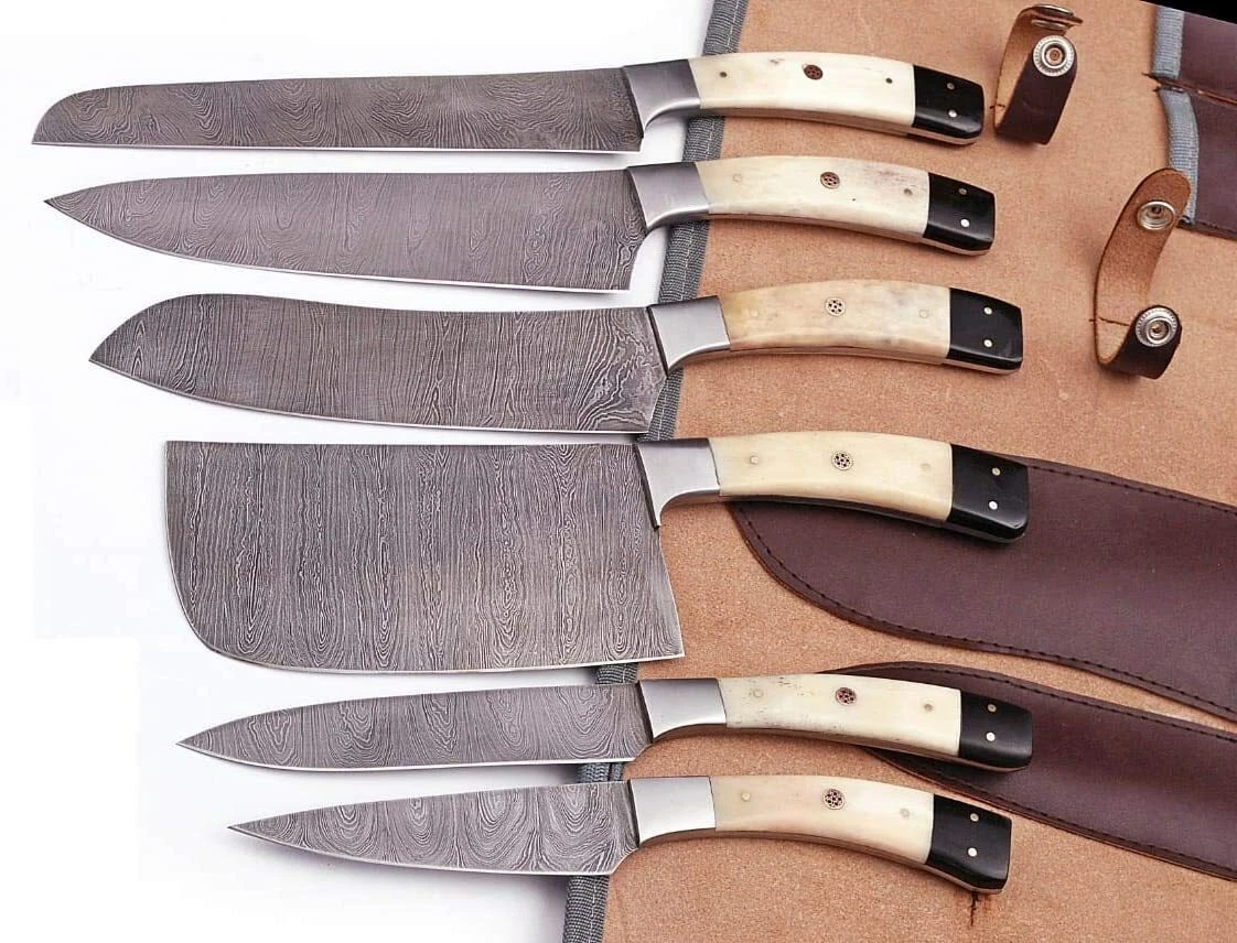 Custom Made Damascus Steel 6 Pcs of Professional Utility Chef Kitchen Knife Set
Opens in a new windo
