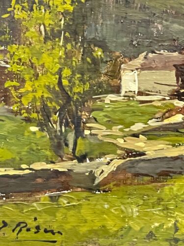 Dipinto olio su tavola, paesaggio di montagna. E. Risini - Imagen 3 de 6