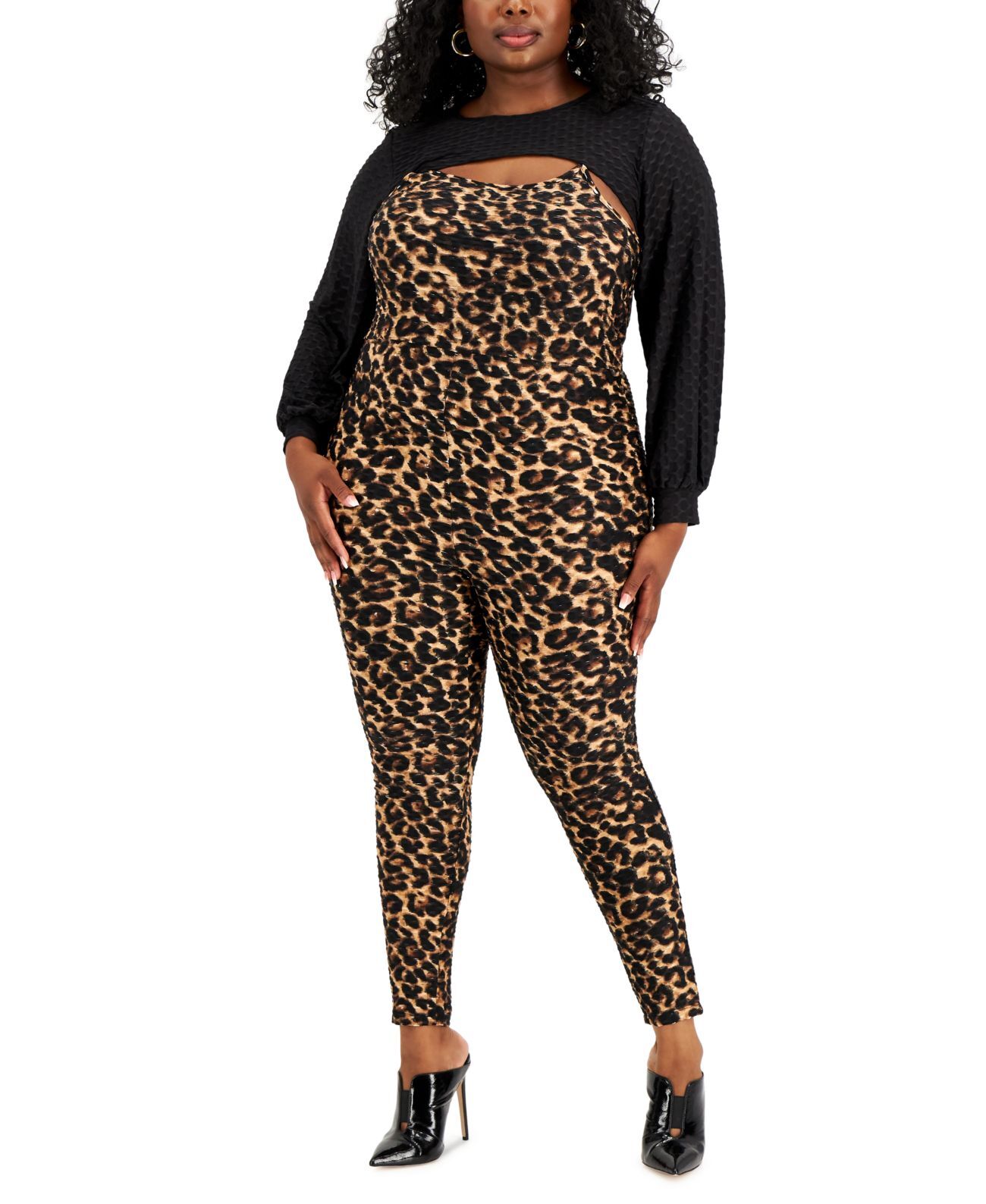 Full Circle Trends Trendy Plus Size Cutout Leopard-Print Jumpsuit, Taupe,  3X 193803167541 | eBay