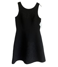 Vera Wang Scuba Embossed Fit and Flare Sleeveless Dress black, size 12, NWT