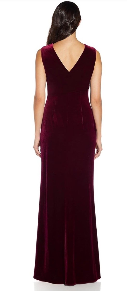 NWT Arianna Papell Velvet MERMAID GOWN Sz 10 BURGANDY new $179 | eBay