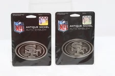 2 Rico Industries NFL San Fran 49ers Antique Auto Emblem Antique Nickel Auto