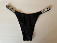 NWT Victoria's Secret Very Sexy Bombshell Shine Strap Brazilian Panty  Black  XL