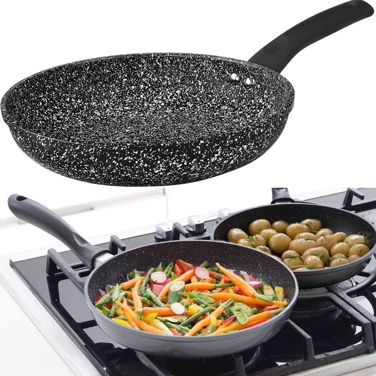 Fry Pan Non Stick Frying Pan Cookware Marble Coated Gas Electric Induction  Hob