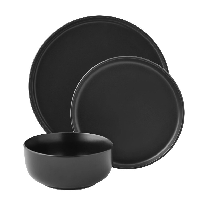Mainstays Alessandra Matte Black 12-Piece Stoneware Dinnerwa