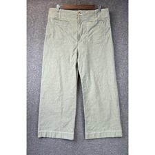 Maeve The Colette Crop Wide Leg Pants Women 32 Sage Green Linen Blend OB1965441