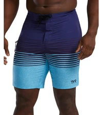 TYR Men Mobius Color Block Performance Board Shorts Blue/Black Size 36X9