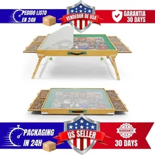 1500 Piece Puzzle Board with Folding Leg Drawer Portable Wooden Jigsaw 34x25 in
