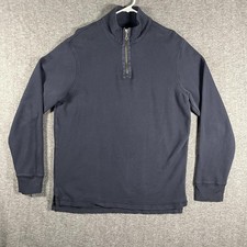 Eddie Bauer Sweatshirt Mens Large Blue 1/4 Zip Fleece Mock Neck Casual Pullover