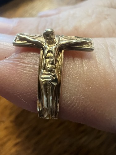 14 Karat Gelbgold Kreuz Kruzifix Ring 2,31 g Nachlass Größe 5 - Bild 5 von 9